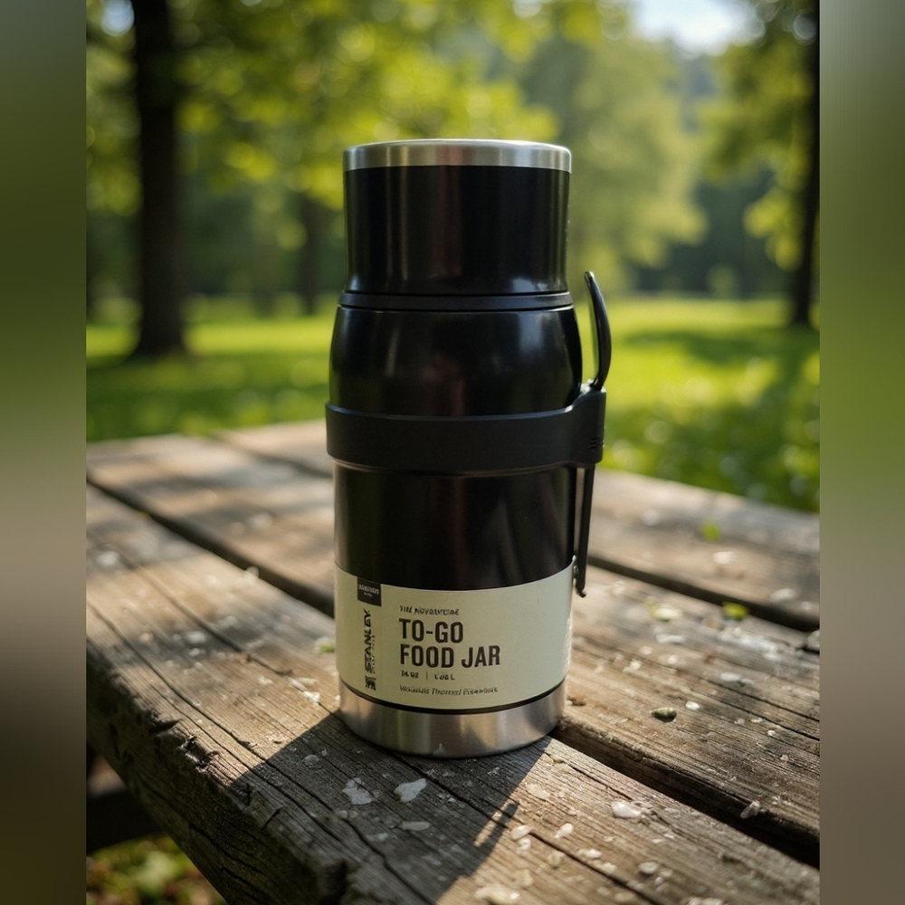 Stanley Adventure To-Go Food Jar + Spork 36oz Black NEW